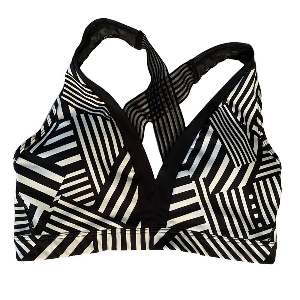 Victorias Secret Sport Sports Bra Sz Small Black White Striped EUC
